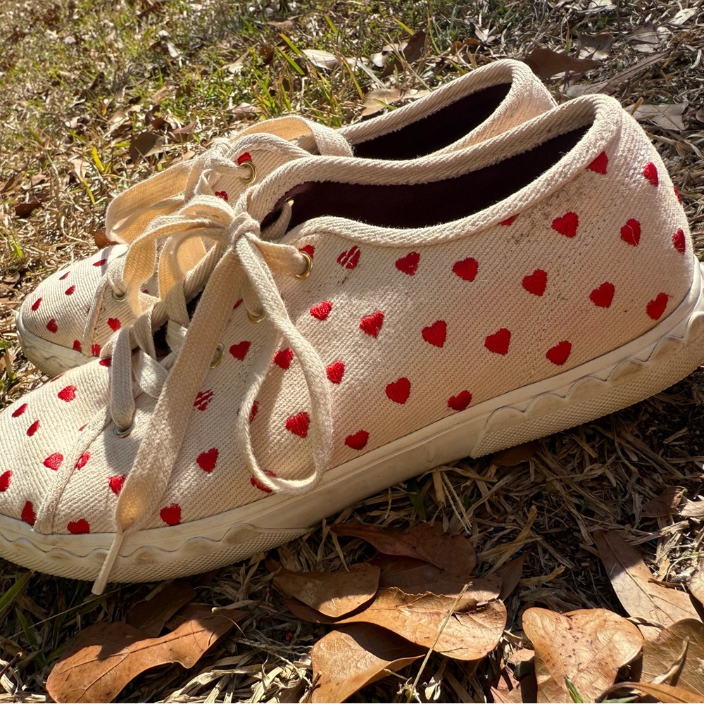 Kate Spade Cream and Red Heart Sneakers - Picture 5 of 8